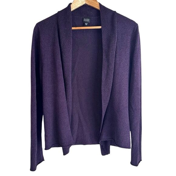 Eileen Fisher Silk Blend Purple Open Cardigan Sweater Size Small - Picture 1 of 6